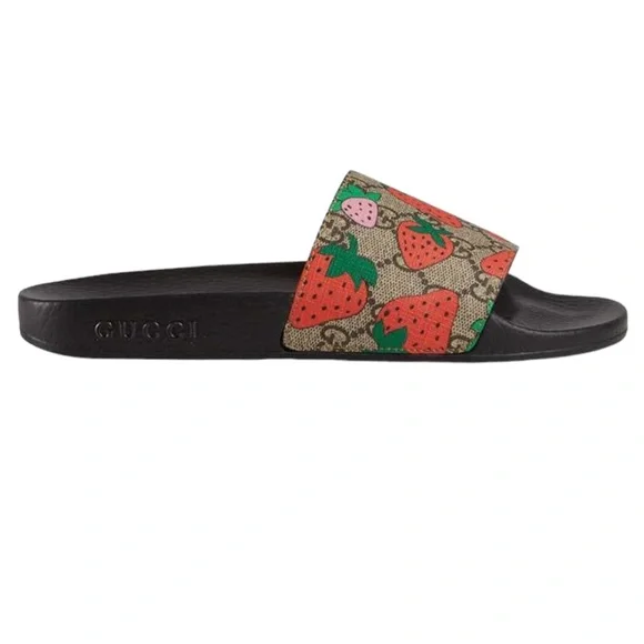 Gucci Black and Brown Strawberry Sandals - Picture 2 of 14